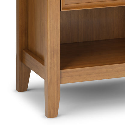 Light Brown Solid Wood Nightstand with Two Drawers for Bedroom Storage
