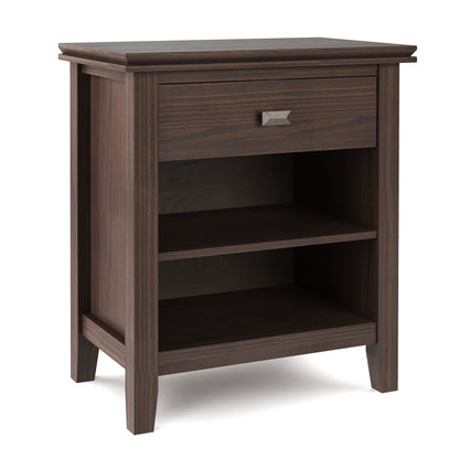 Artisan 24 inch Wide Solid Wood Bedside Table in Warm Walnut Brown