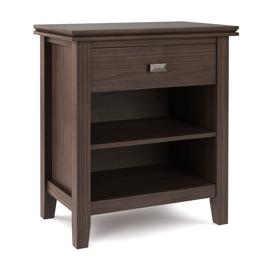 Artisan 24 inch Wide Solid Wood Bedside Table in Warm Walnut Brown