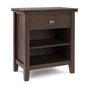 Artisan 24 inch Wide Solid Wood Bedside Table in Warm Walnut Brown
