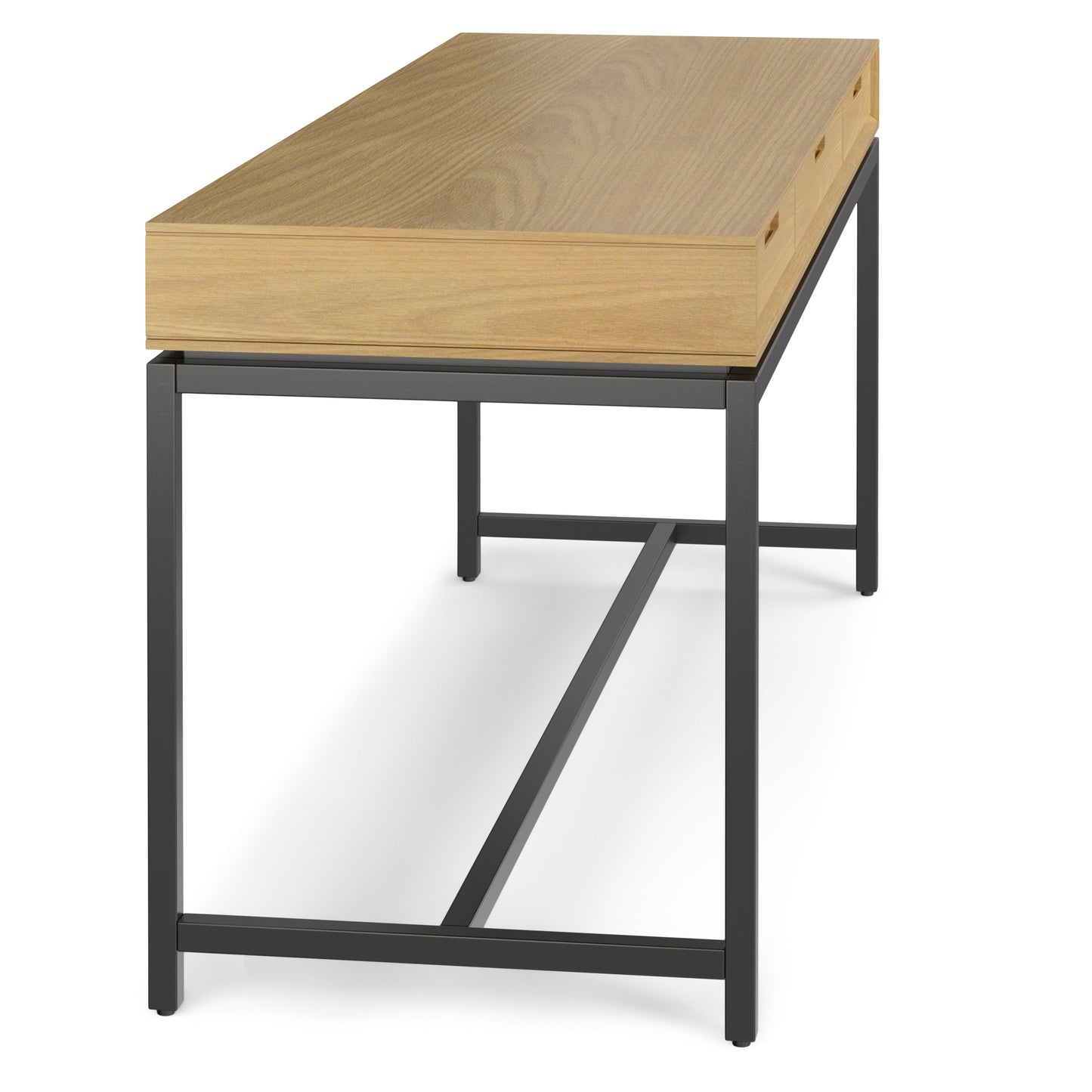 Light Brown Mid Century Desk with Keyboard Tray for Home Office