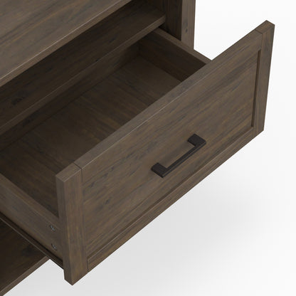 Dark Brown Wood Nightstand - 24" Wide for Bedroom