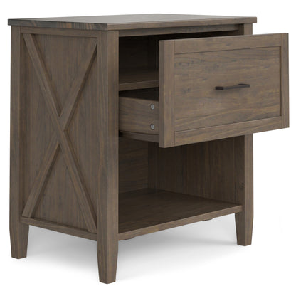 Dark Brown Wood Nightstand - 24" Wide for Bedroom