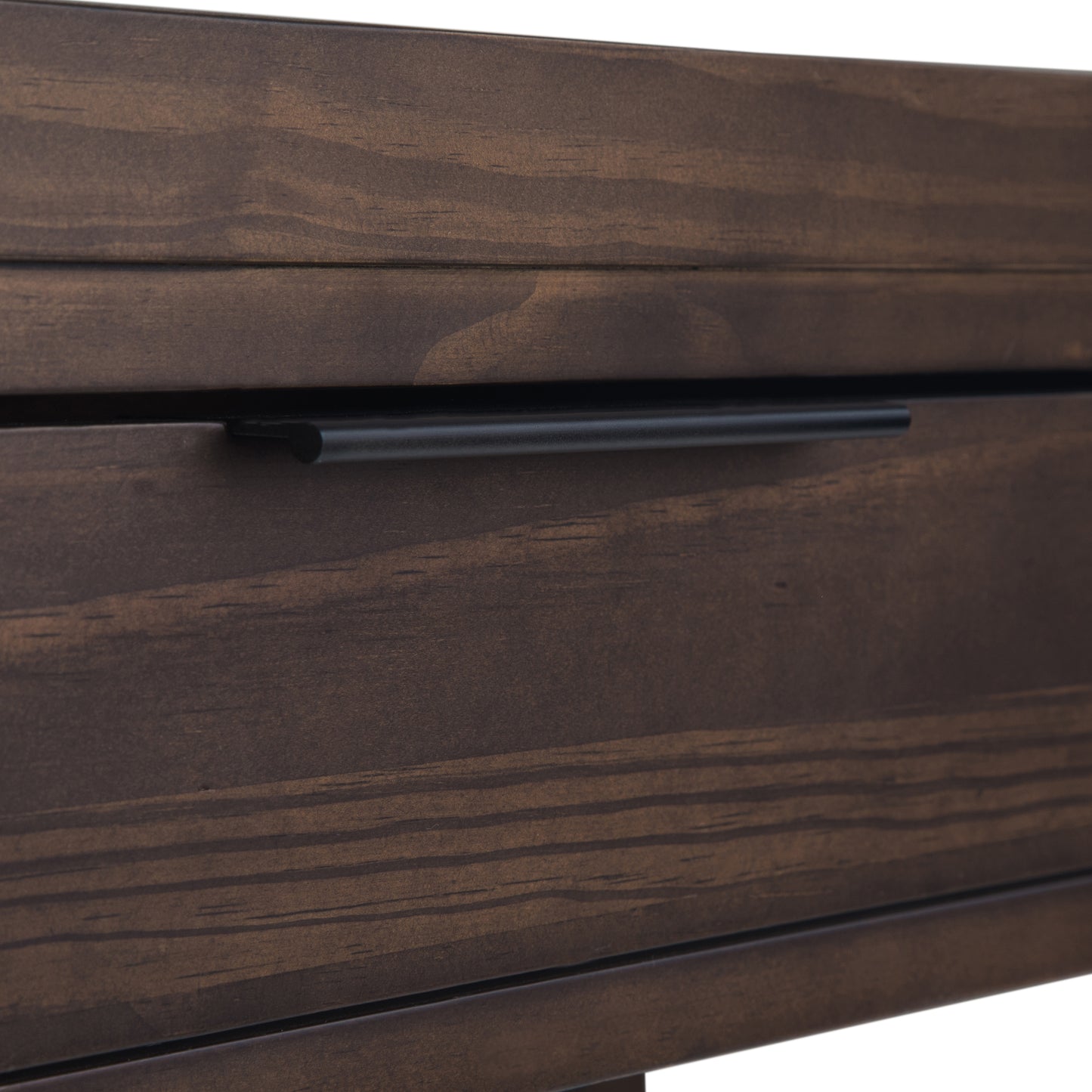Dark Brown Solid Wood Desk with Keyboard Tray for Home Office