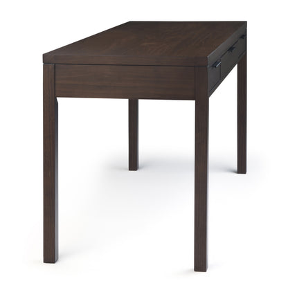 Dark Brown Solid Wood Desk with Keyboard Tray for Home Office