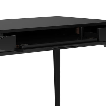 Mid-Century Wood Desk with Keyboard Tray and Storage for Home Office
