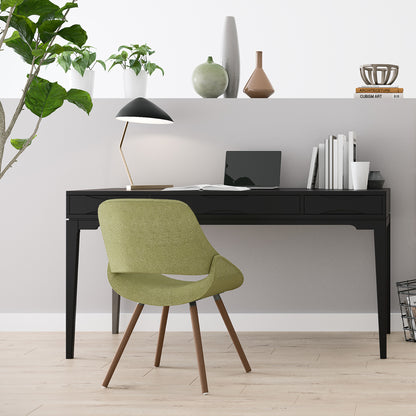 Mid-Century Wood Desk with Keyboard Tray and Storage for Home Office