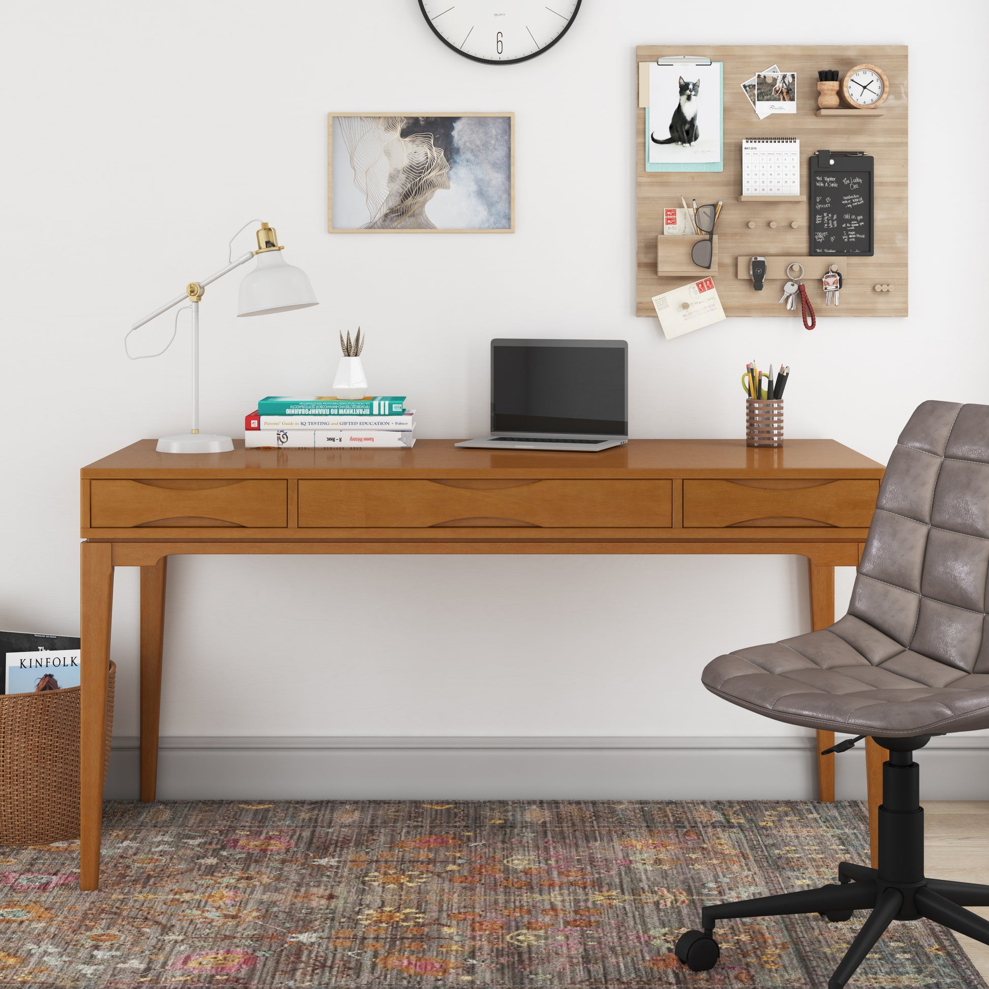Light Golden Brown Desk - Home Office Storage