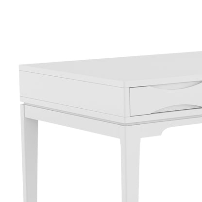 Mid-Century Solid Wood Desk with Storage and Keyboard Tray for Home Office