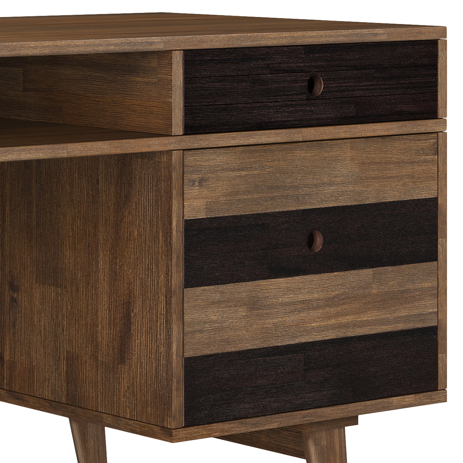 Rustic Dark Brown Desk with Drawers - Home Office Storage