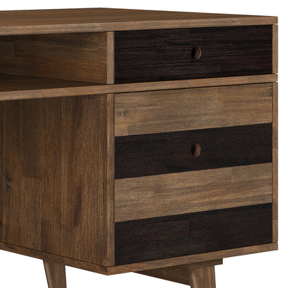 Rustic Dark Brown Desk with Drawers - Home Office Storage