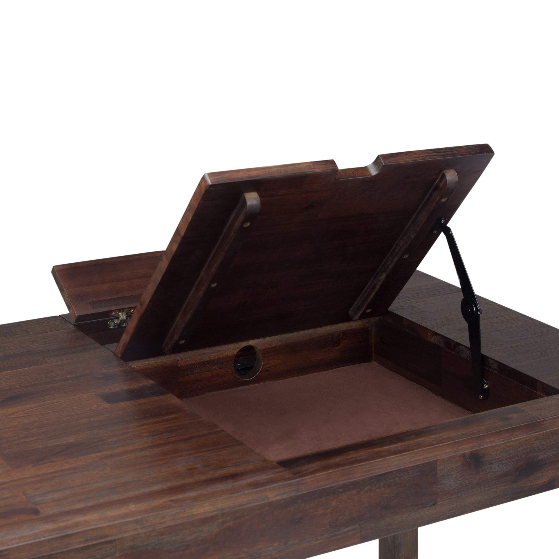 Dark Brown Wood Desk with Hidden Storage