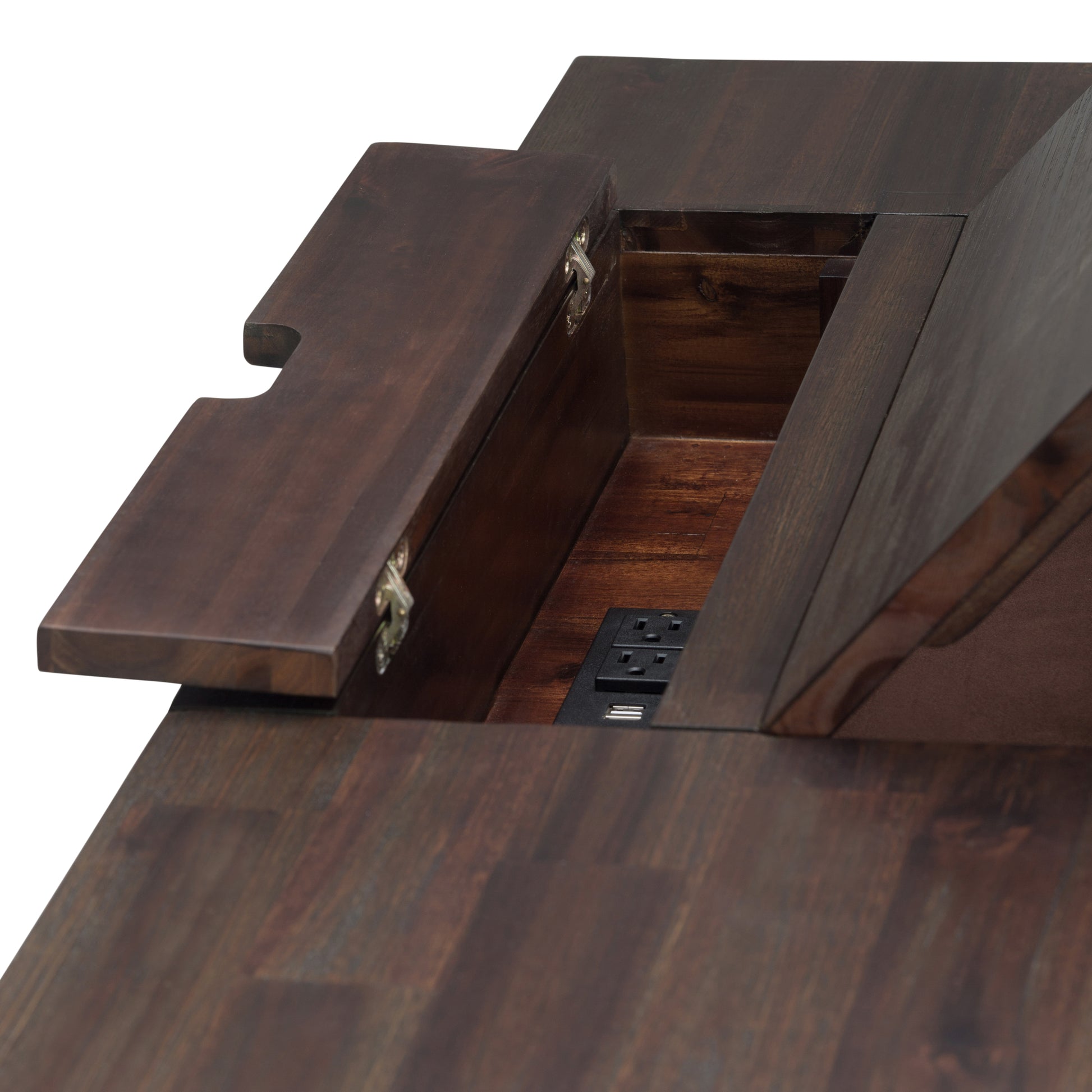 Dark Brown Wood Desk with Hidden Storage