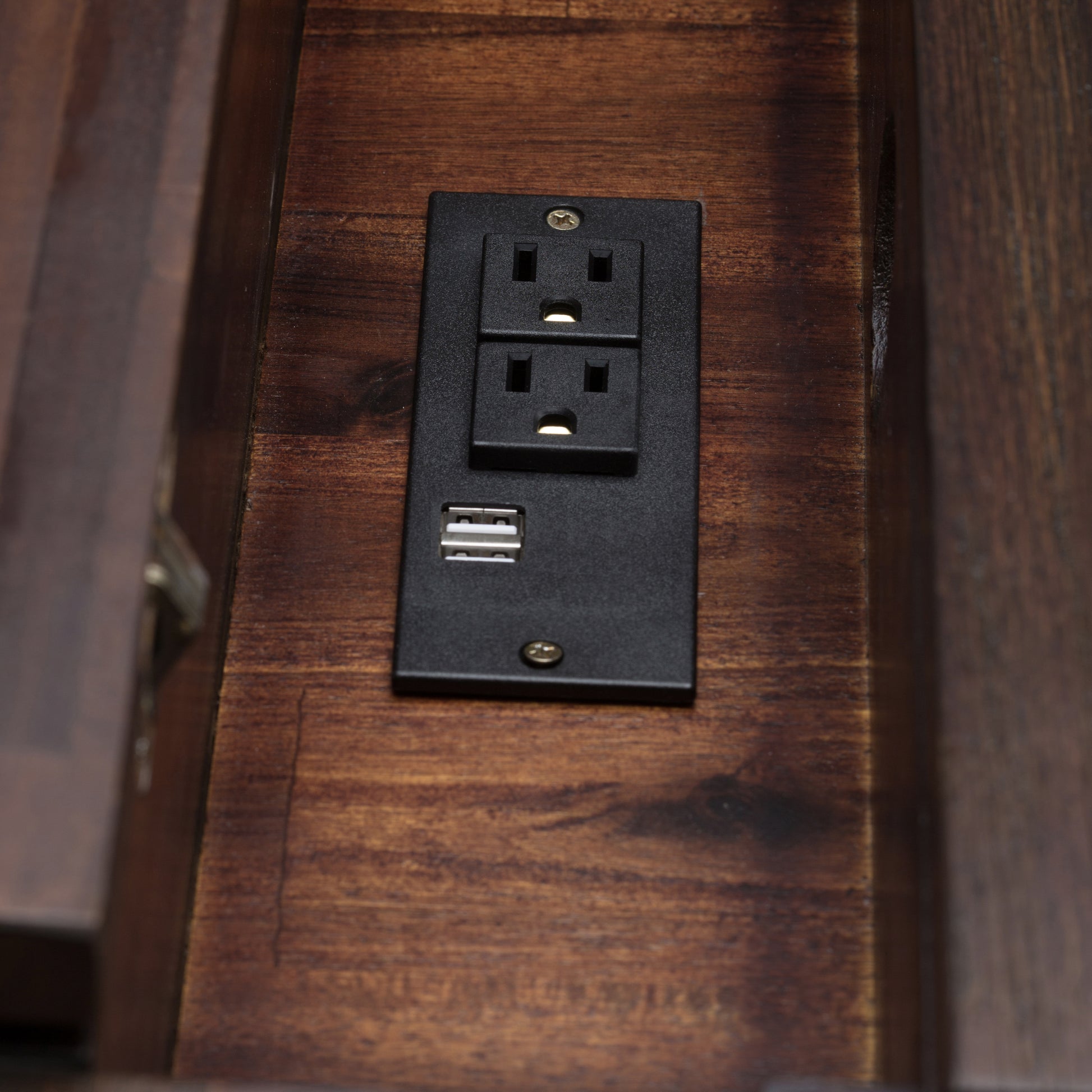 Dark Brown Wood Desk with Hidden Storage