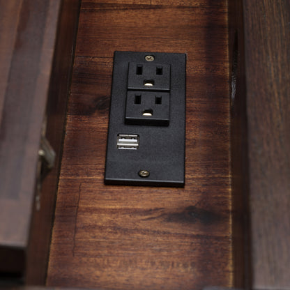 Dark Brown Wood Desk with Hidden Storage