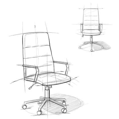 Blue Faux Leather Office Chair - Foley Swivel