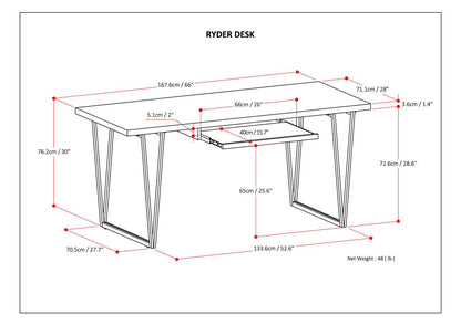 Ryder Desk - Dark Brown Wood Office Desk