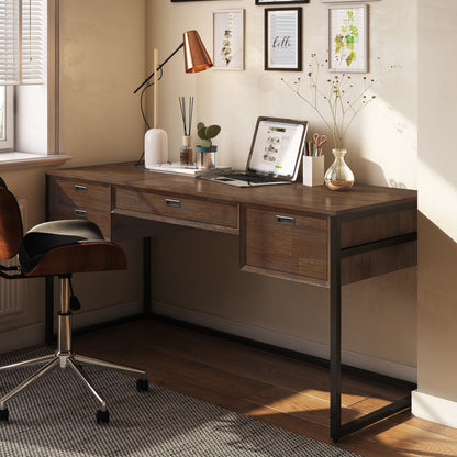 Large Solid Wood Desk with Keyboard Tray and Storage for Office