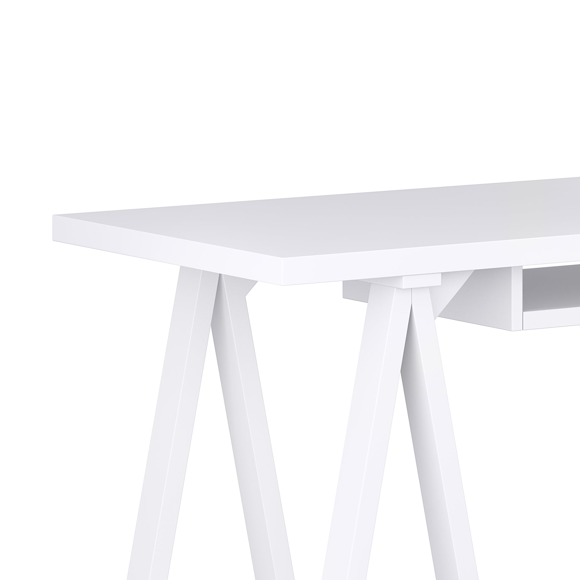 White Wood Sawhorse Desk - Home Office Storage