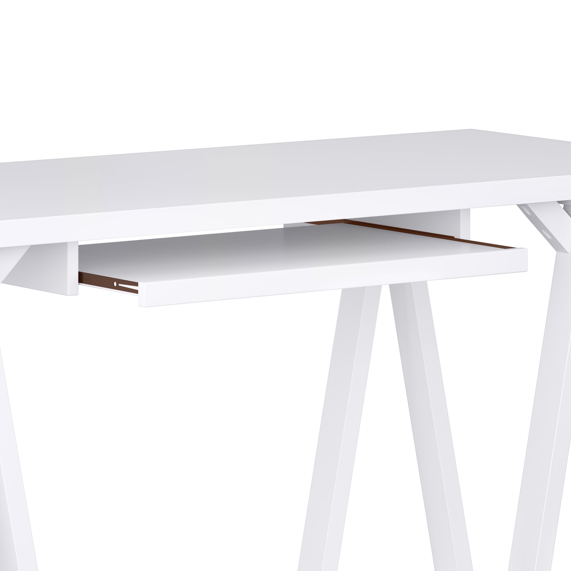 White Wood Sawhorse Desk - Home Office Storage