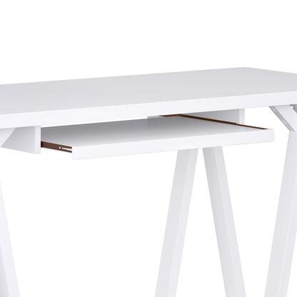 White Wood Sawhorse Desk - Home Office Storage