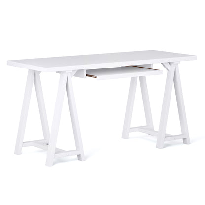 White Wood Sawhorse Desk - Home Office Storage