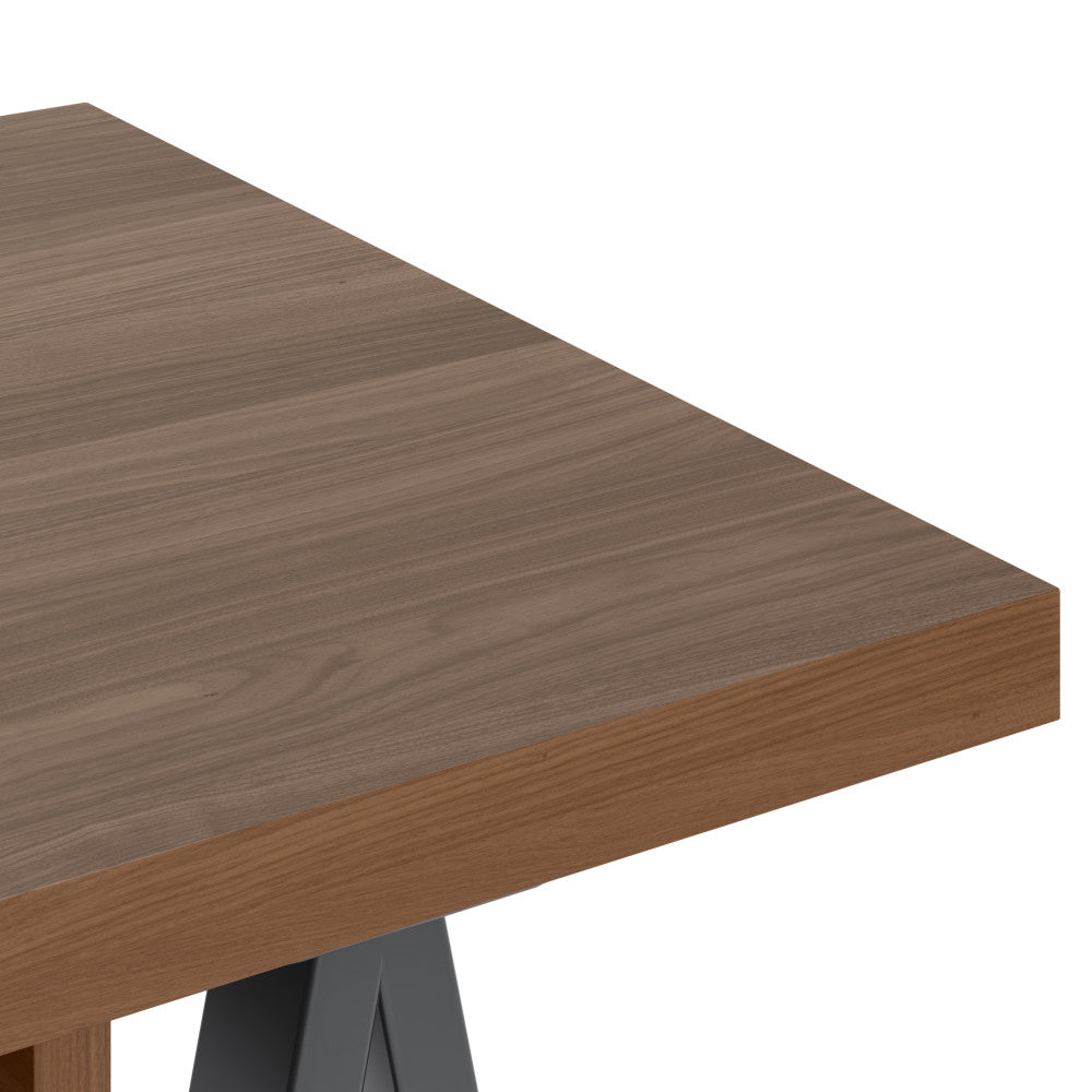 Walnut Wood Desk with Metal Sawhorse for Home Office Workspace