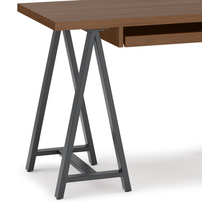 Dark Brown Walnut Veneer Desk - Small Workspace Table
