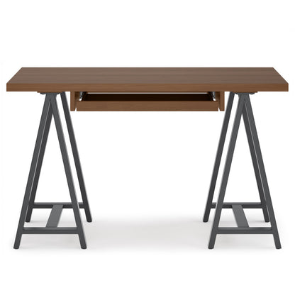 Dark Brown Walnut Veneer Desk - Small Workspace Table