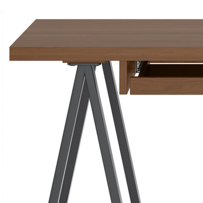 Dark Brown Walnut Veneer Desk - Small Workspace Table