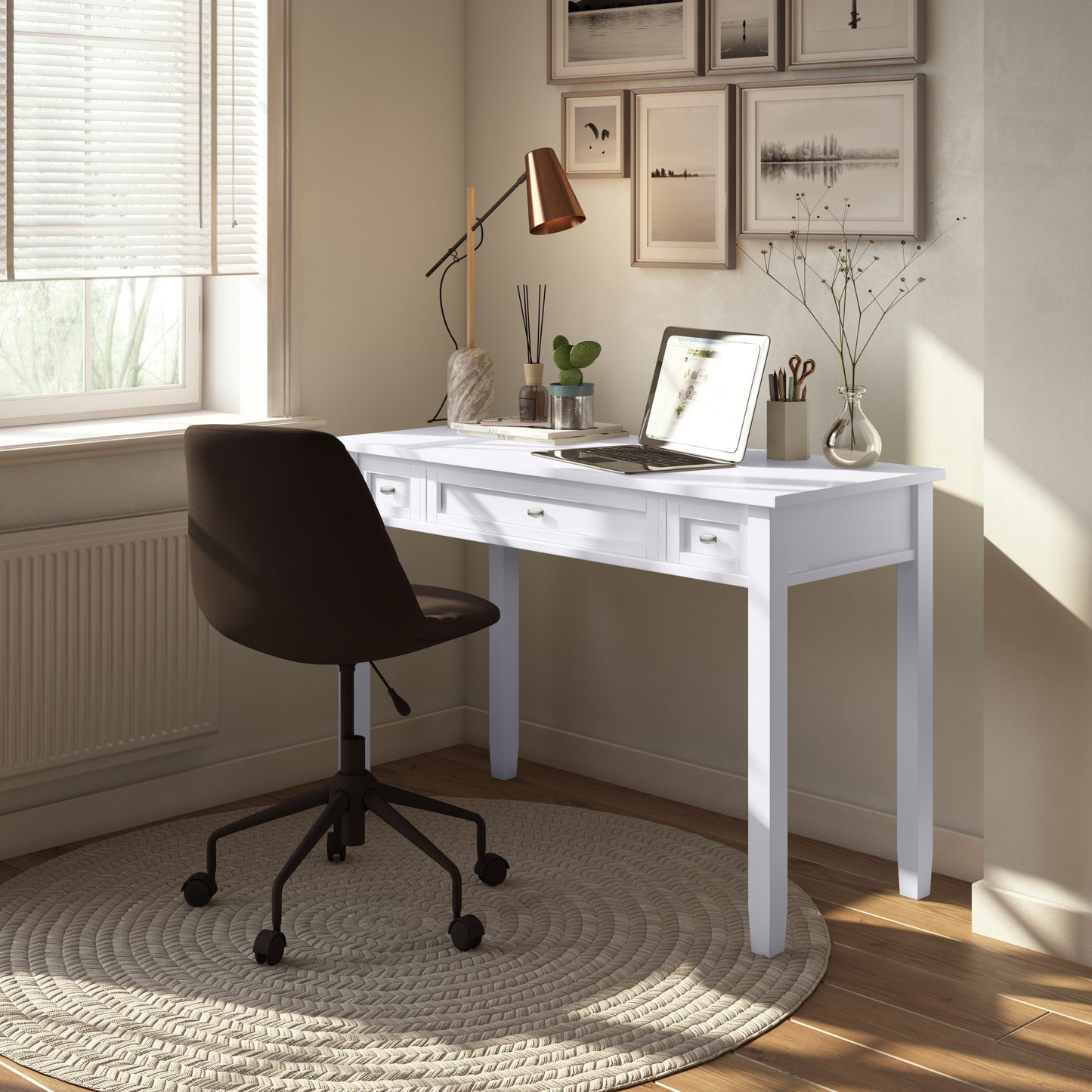 White Shaker Desk - 20" x 48" Workspace for Home Office