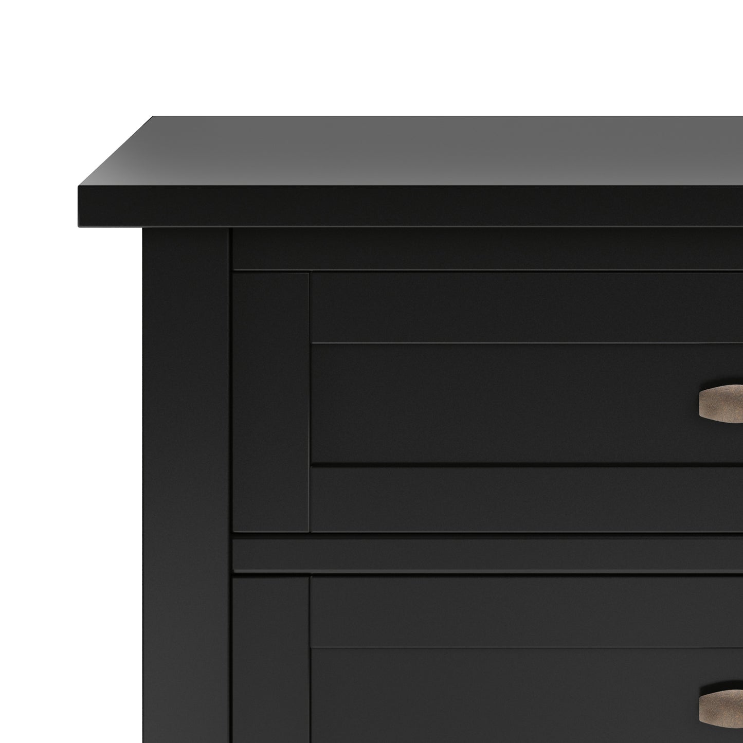Solid Pine Wood Transitional Nightstand with Black Finish and Storage for Bedroom