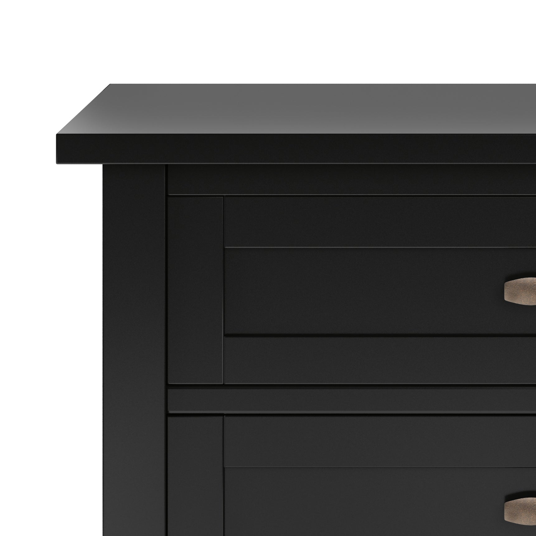 Solid Pine Wood Transitional Nightstand with Black Finish and Storage for Bedroom