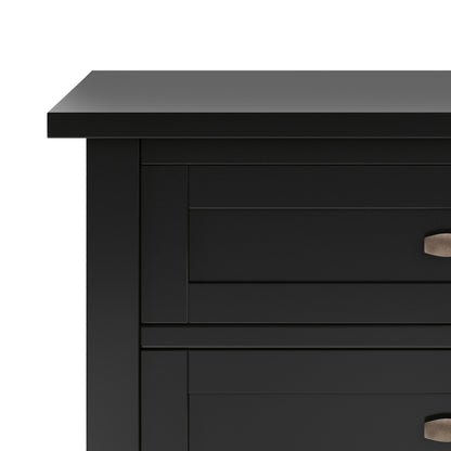 Solid Pine Wood Transitional Nightstand with Black Finish and Storage for Bedroom