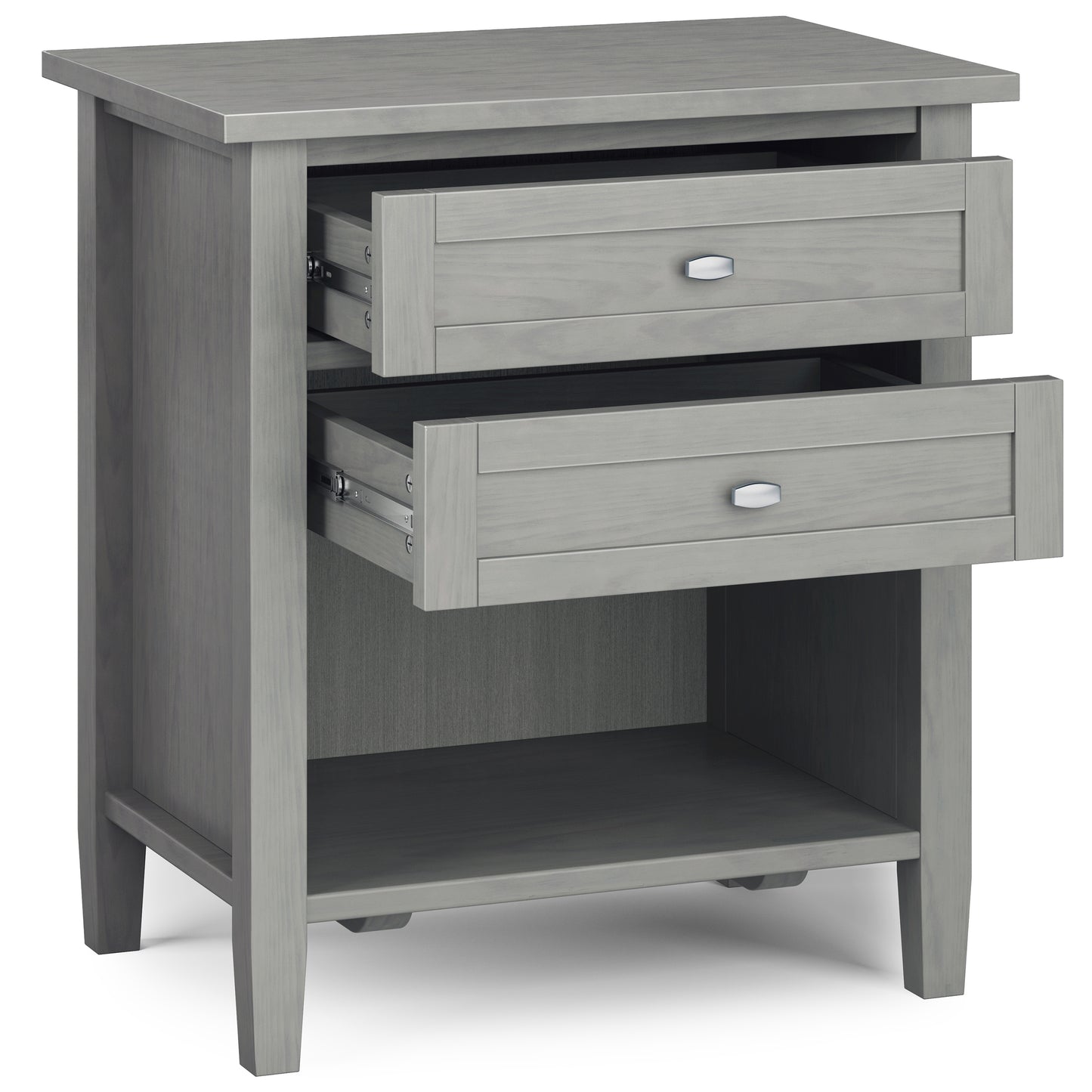 Gray Wood Nightstand with Two Drawers - 24" Wide