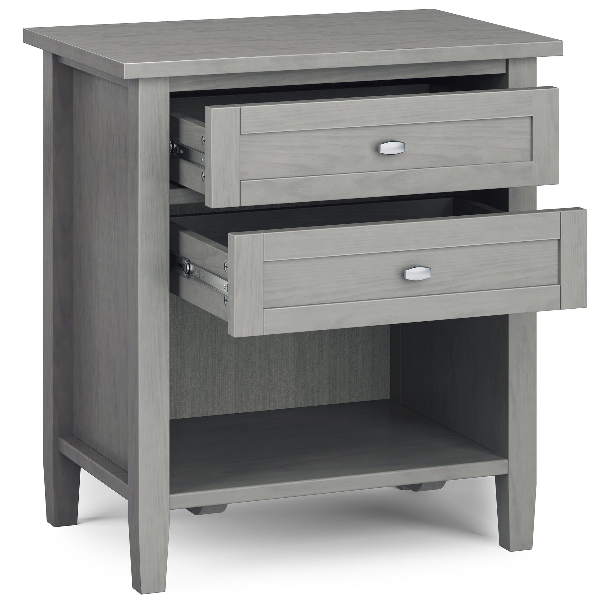 Gray Wood Nightstand with Two Drawers - 24" Wide