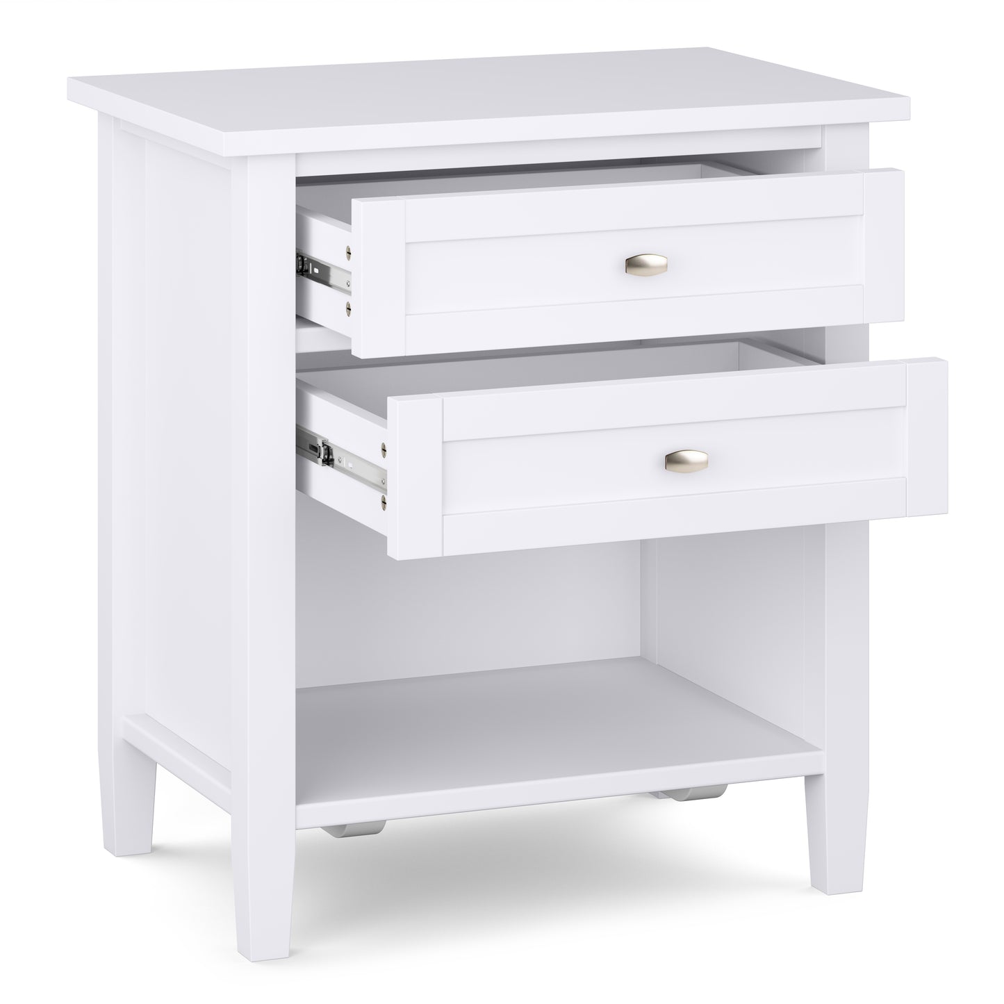 White Wood Nightstand - 24" Wide Bedroom Storage