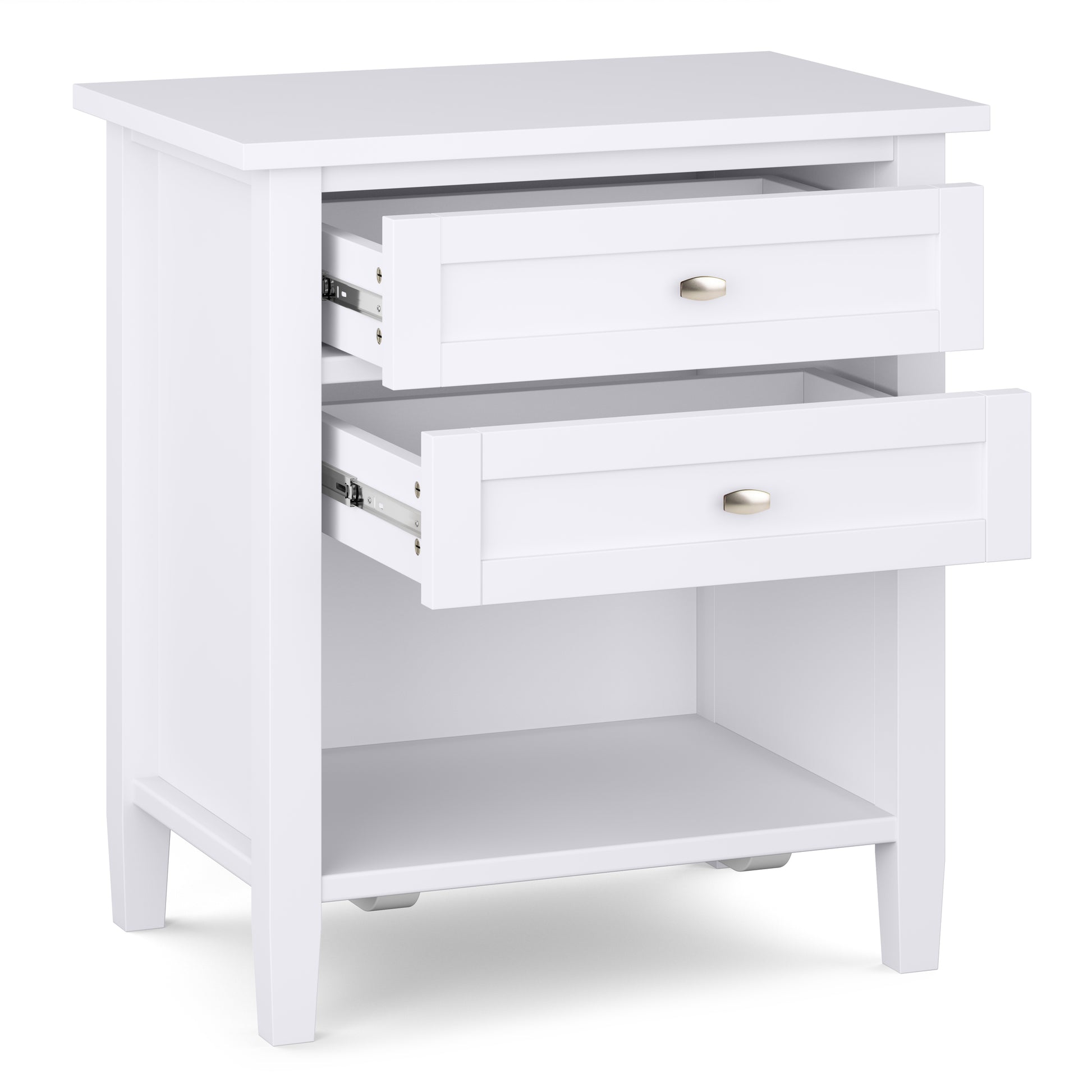 White Wood Nightstand - 24" Wide Bedroom Storage