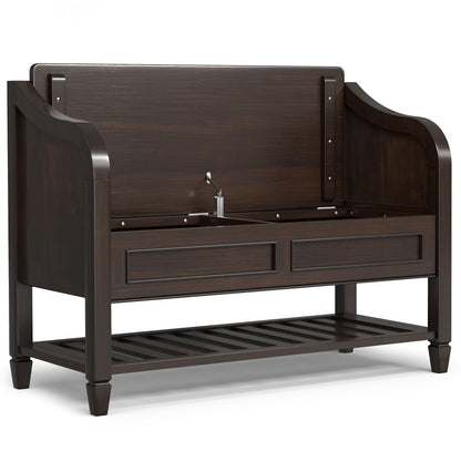 Chestnut Wood Entryway Bench with Storage