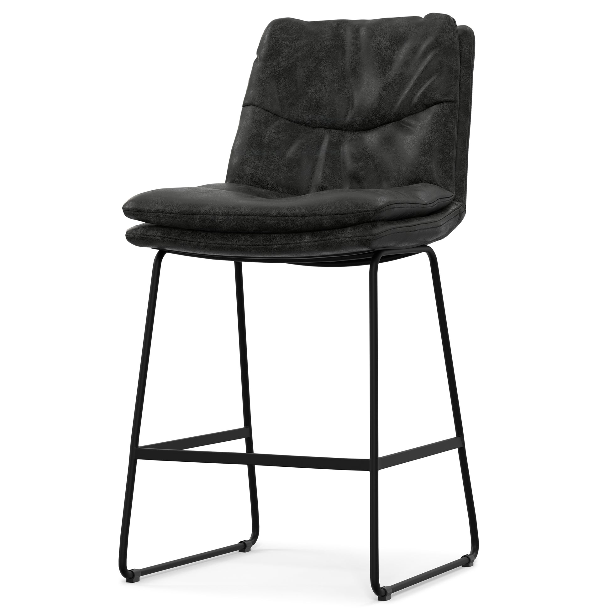 Charcoal Grey Wood Metal Counter Height Stool Set of 2