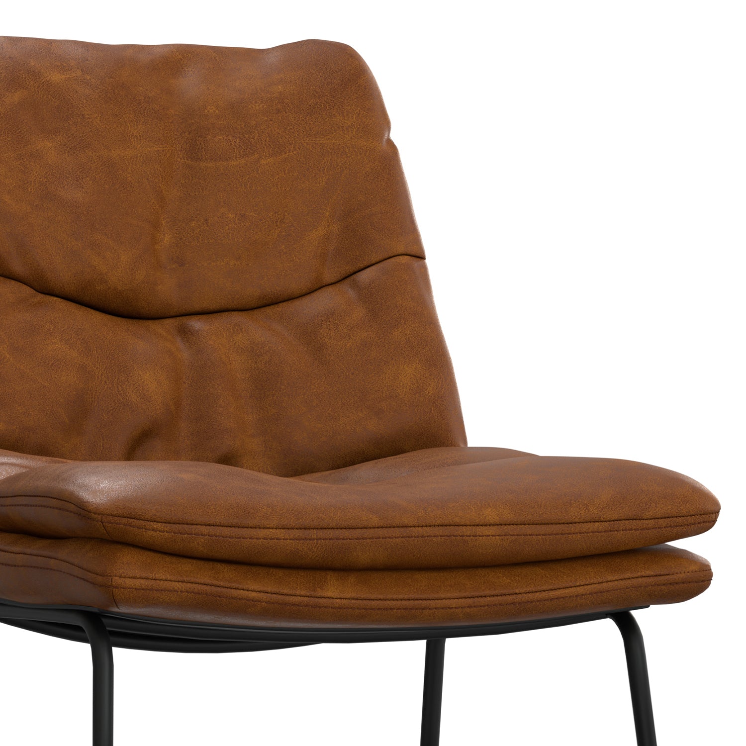 Camel Brown Wood Metal Stool Set of 2 for Bedroom