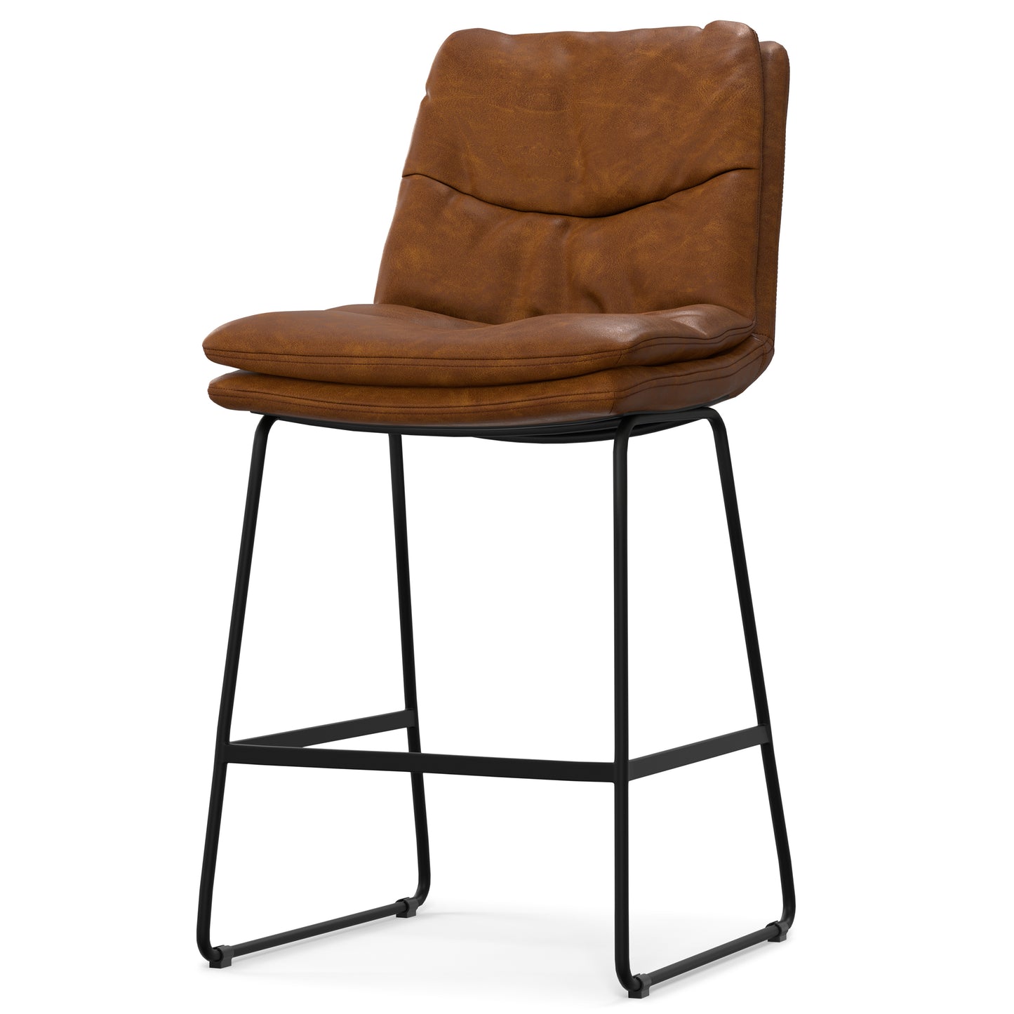 Camel Brown Wood Metal Stool Set of 2 for Bedroom
