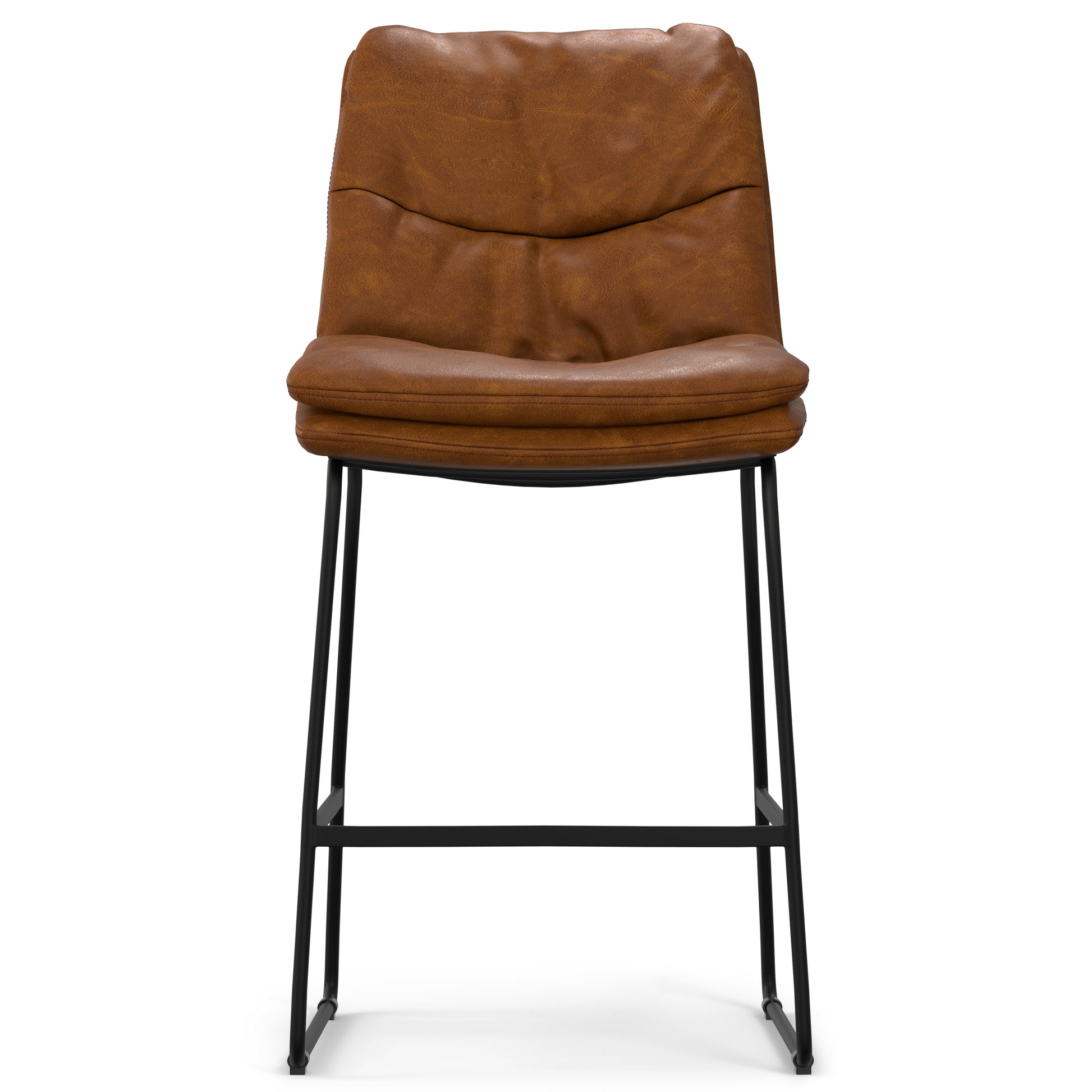Camel Brown Wood Metal Stool Set of 2 for Bedroom