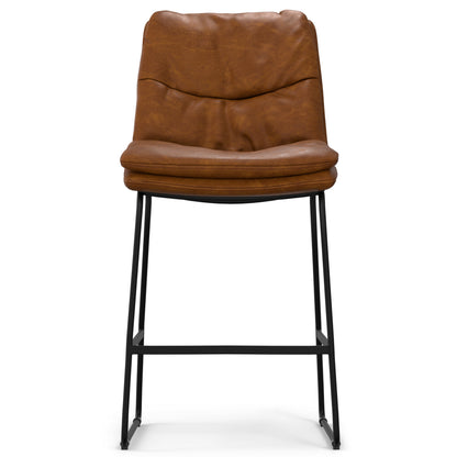 Camel Brown Wood Metal Stool Set of 2 for Bedroom