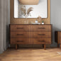 Logan Mid Century Modern Walnut Dresser with 6 Drawers for Ample Storage in Solid Wood 33.1"H x 55.9"W x 17.7"D