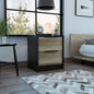 Kaia Nightstand , End Table, Side Table Two Drawers, Metal Handle -Black / Pine