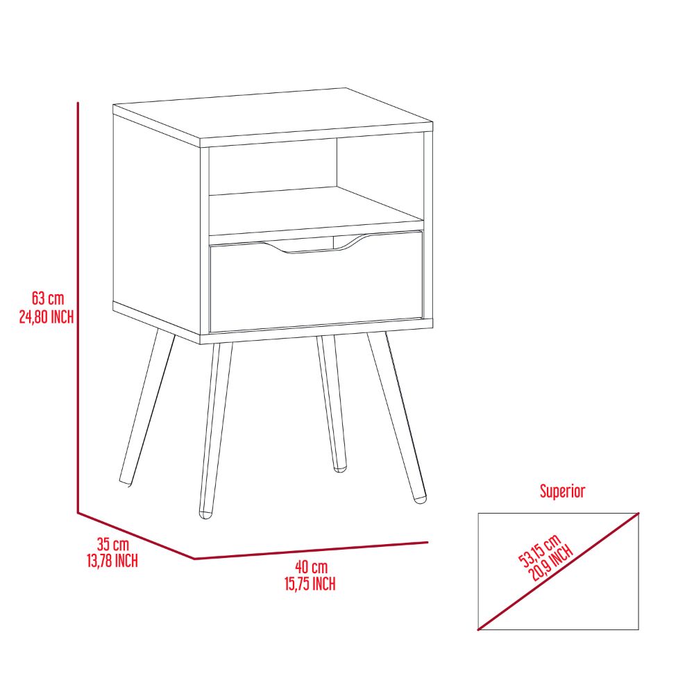 Small Multicolor Nightstand with One Drawer - Bedroom Storage