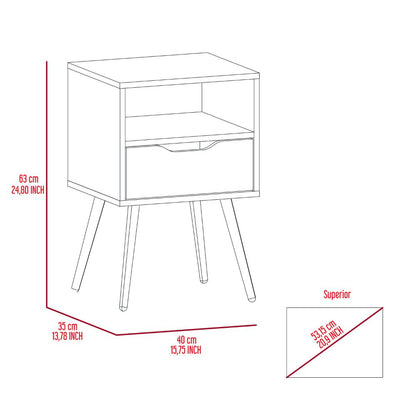 Small Multicolor Nightstand with One Drawer - Bedroom Storage