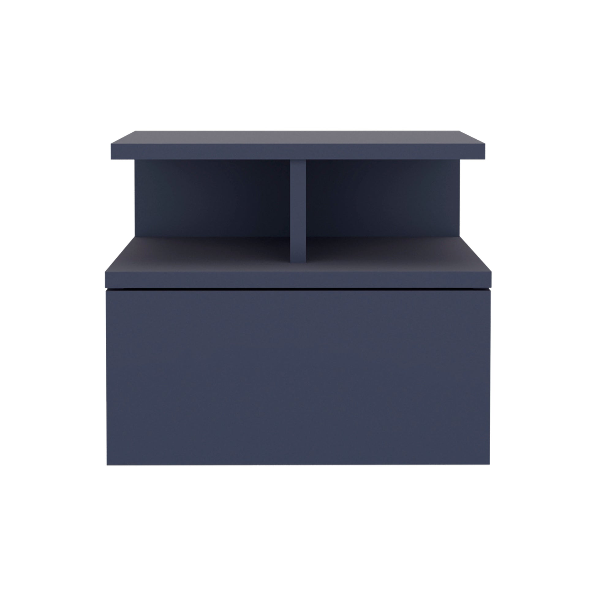 Adele Floating Nightstand, With One Drawer And Two Small Below Shelves For Storage or Decor, Navy Blue