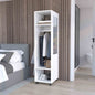 Cluster 63" Tall  Wardrove with Mirror, Three Shelves, Casters and Hanging Rod, Armoire, Bedroom Clothes Storage, Cabinet Organizer White